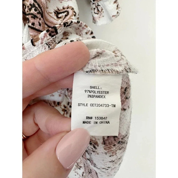 Nordtrom Meloday Paisley Print Puff Sleeve Top with Smocking - Picture 7 of 10